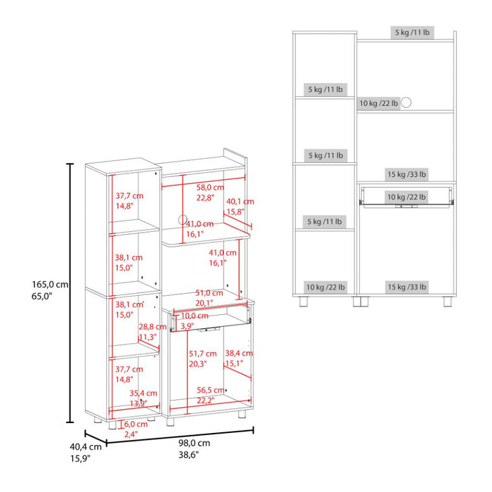Alacena Multiusos Panter, Kronos Blanco, Amplios espacio de almacenamiento, con patas y manijas metálicas ZF