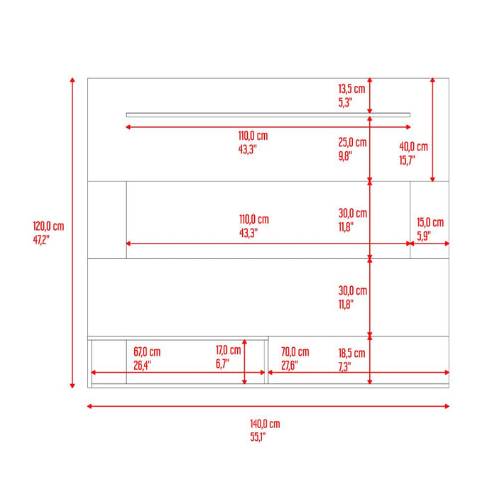Panel de Tv Beijing, Positano y Blanco, con espacio para tv 55"