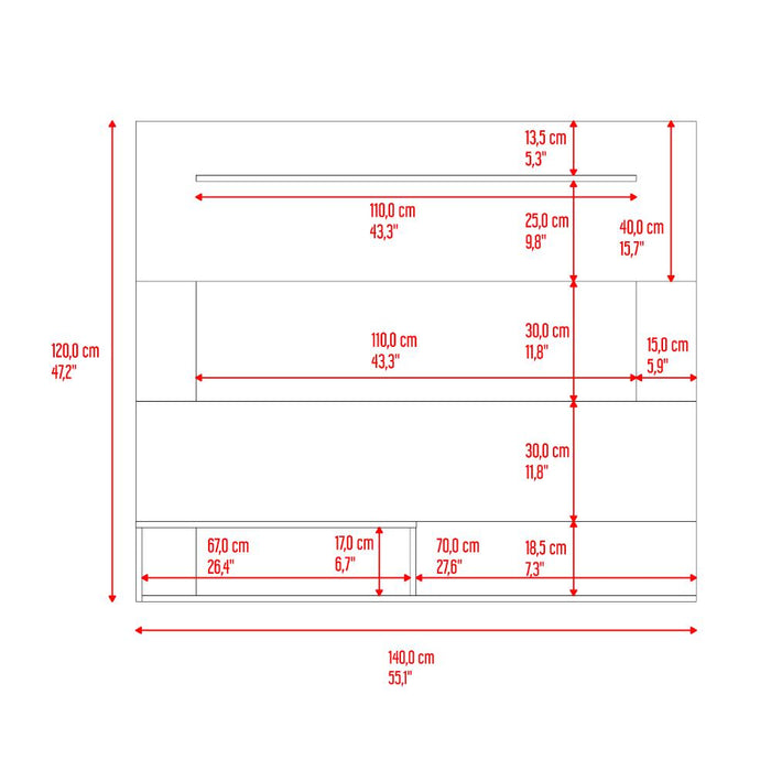Panel de Tv Beijing, Fresno Europeo y  Azul Kronos, con espacio para tv 55"