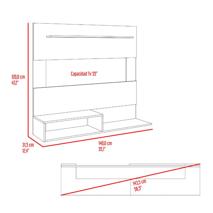 Panel de Tv Beijing, Fresno Europeo y Wengue, con espacio para tv 55"