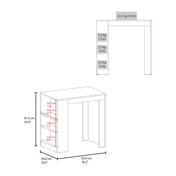 Barra de Cocina Portre, Kronos Nogal, con Amplia Superficie En La Mesa ZF