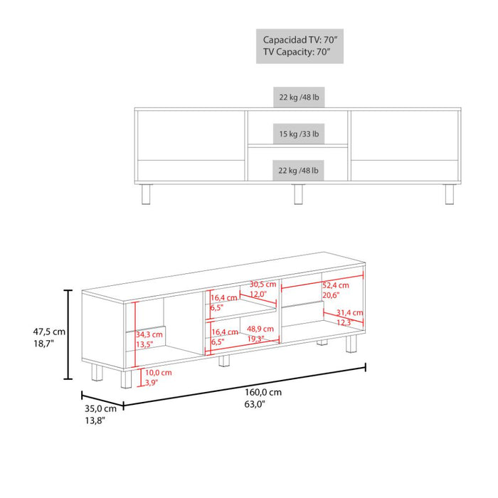 Mesa para TV Tunez, Avellana, Hasta 70" pulgadas