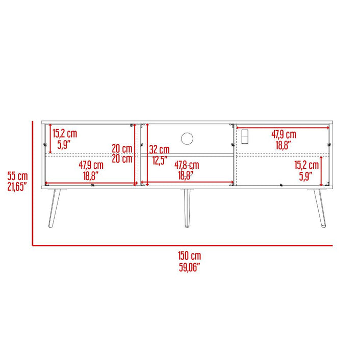 Mesa Para TV Mirabella, Wengue y Fresno Europeo, Con dos puertas para tv 65"