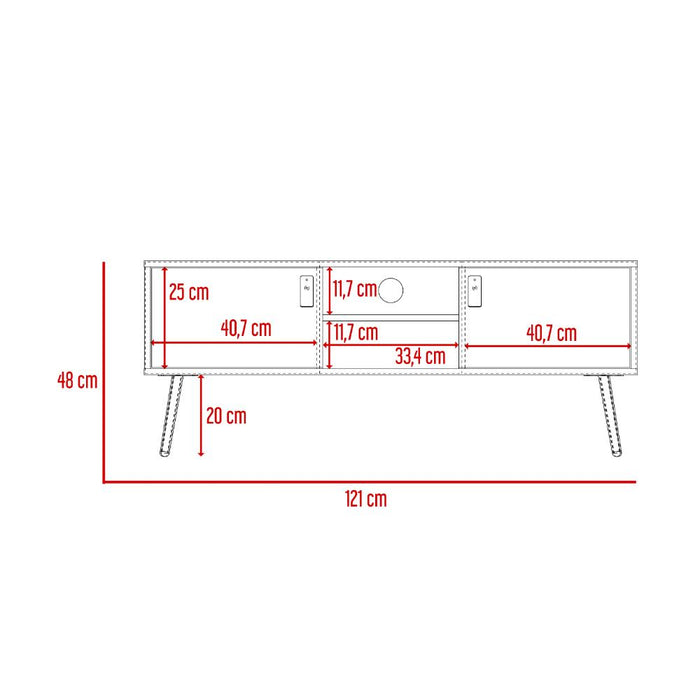 Mesa para TV Lienxo, Blanco y Fresno Europeo, Con Espacio Para TV Hasta 50 Pulgadas