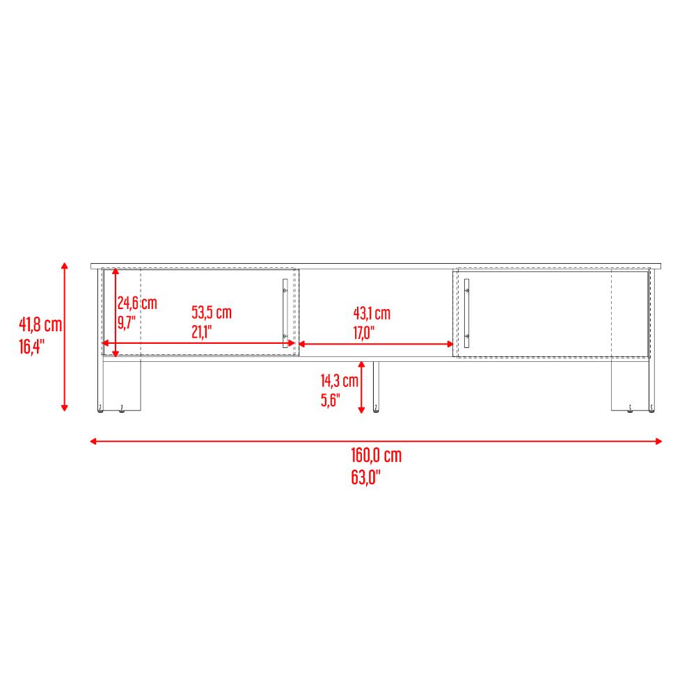 Mesa Para Tv Dago, Fresno Europeo y Blanco, Para Televisor de Hasta 65 Pulgadas con dos puertas