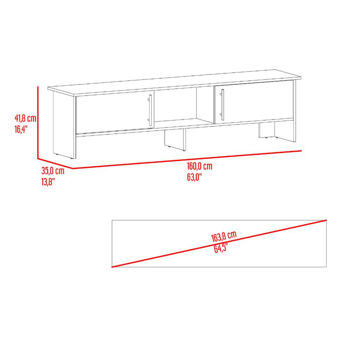 Mesa Para Tv Dago, Avellana y Wengue, Para Televisor de Hasta 65 Pulgadas con dos puertas