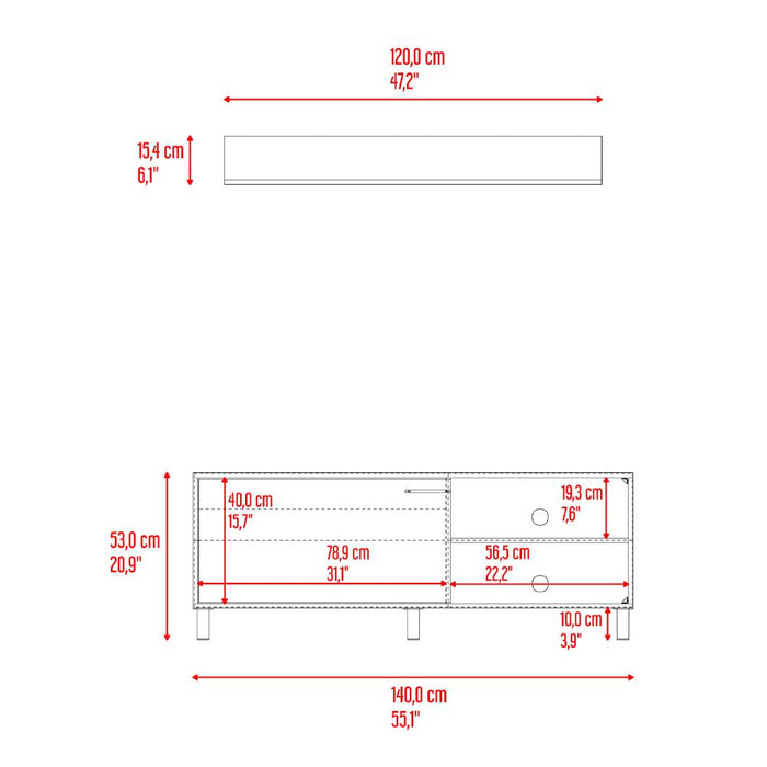 Mesa Para Tv Bryce, Blanco Duqueza y Fresno Europeo, Para Televisor Hasta 60 Pulgadas