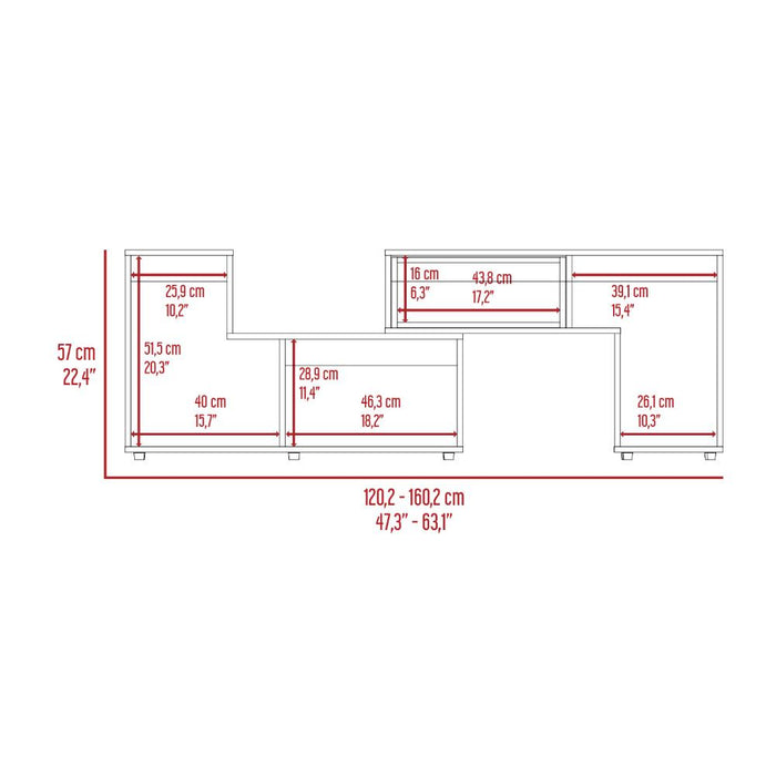 Mesa Para Tv Ascher, Cartagena y Blanco, con Espacio Para Televisor de 50 Pulgadas