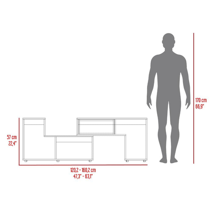 Mesa Para Tv Ascher, Cartagena y Blanco, con Espacio Para Televisor de 50 Pulgadas