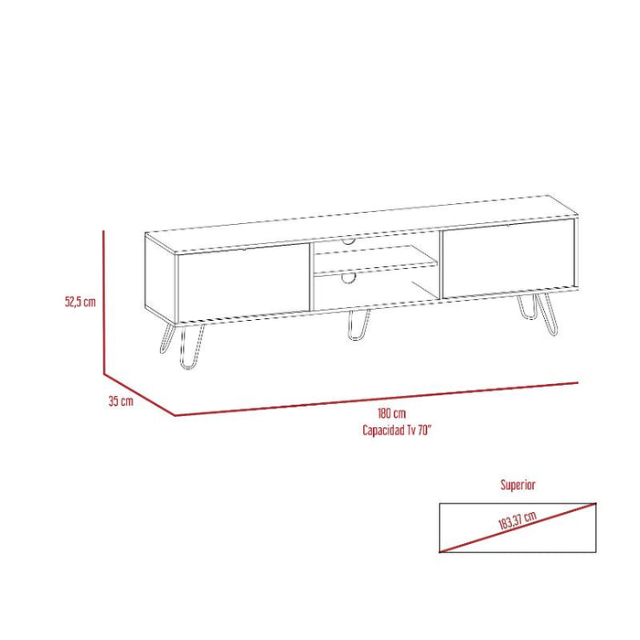 Mesa Para Tv Lara, Caoba y Blanco, Para Televisor de 70 Pulgadas