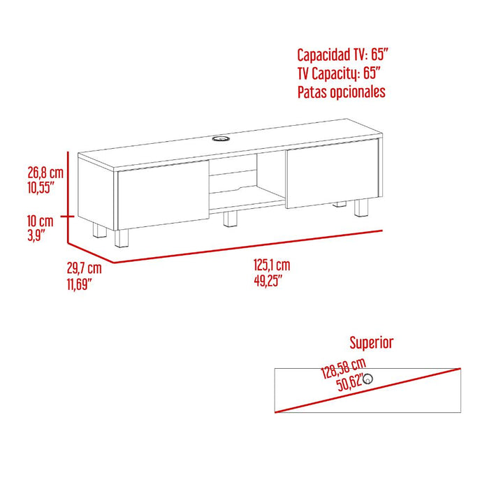 Mesa Para Tv Flotante Gleid, Fresno Europeo, con Dos Puertas Abatibles