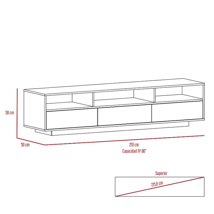 Mesa Para Tv Tonny, Avellana y Wengue, Para Televisor de 90 Pulgadas