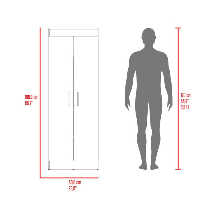 Alacena Barlovento, Fresno y Blanco, Cuenta con Cinco Entrepaños y Dos Puertas Batientes