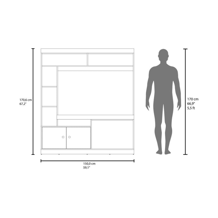 Mesa Para Tv Roy, Bardolino y Blanco, con Espacio Para Televisor de 50 Pulgadas