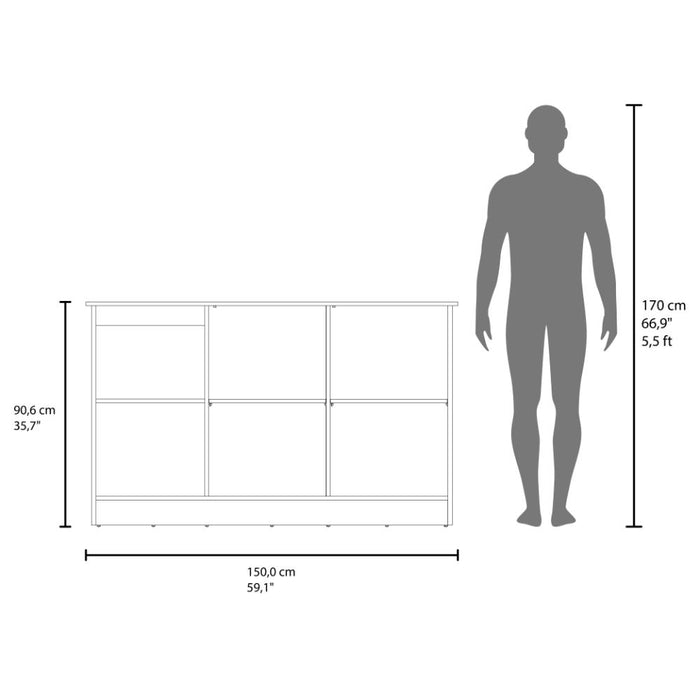 Barra de Cocina Samara, Azul y Fresno Kronos, con Dos Puertas y Entrepaños