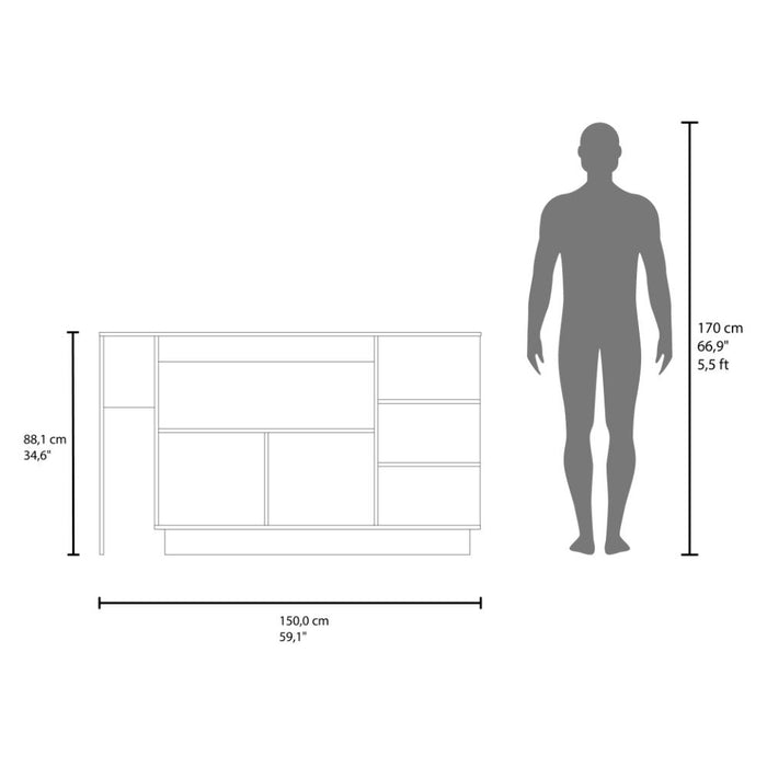 Barra de Cocina Laurel, Kronos Wengue y Kronos Fresno, Moderna con entrepaños y puertas ZF