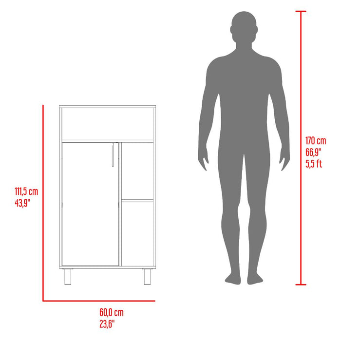 Archivador Bryce, Blanco Duqueza y Fresno Europeo, con una puerta abatible