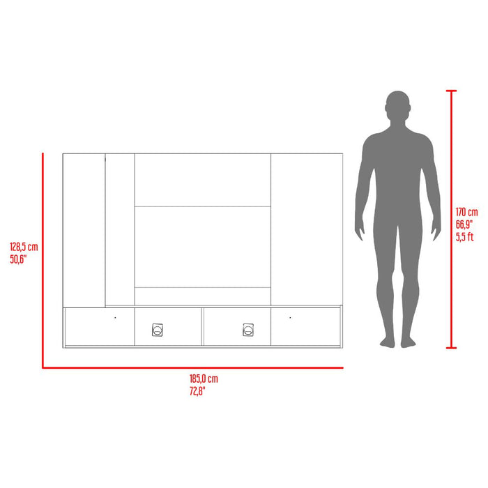 Panel de TV Beta, Wengue y Mamba con Espacio para Televisor de hasta 65"