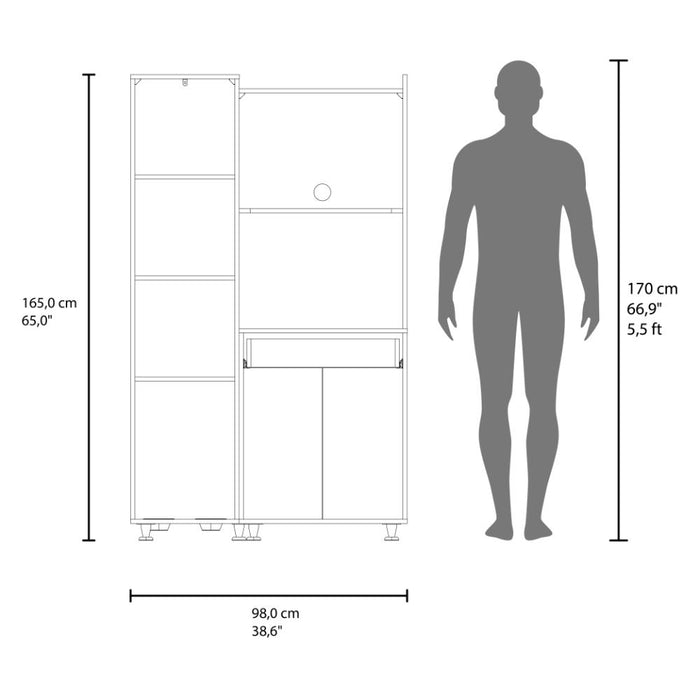 Alacena Multiusos Panter Eco, Kronos Blanco, Una puerta abatible y variedad de entrepaños ZF