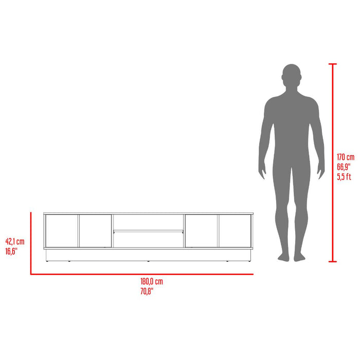 Mesa para TV Caobe, Positano y Wengue, para Televisor de hasta 75 Pulgadas con Cuatro Puertas