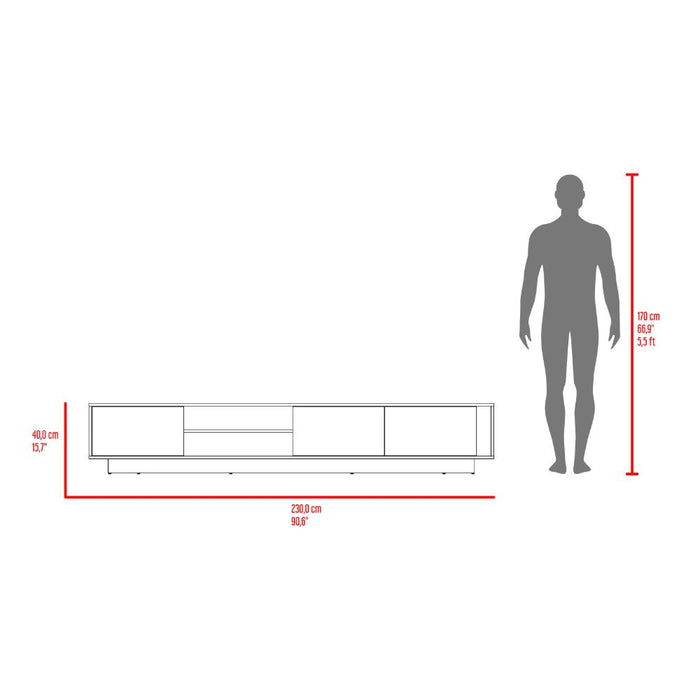 Mesa Para Tv Maldivas, Fresno Europeo y Capri, Para Televisor de Hasta 85 Pulgadas con tres puertas