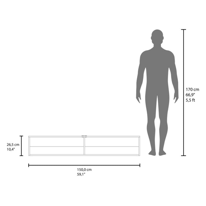 Repisa Flotante Kerin, Avellana, con dos espacios para ubicar objetos