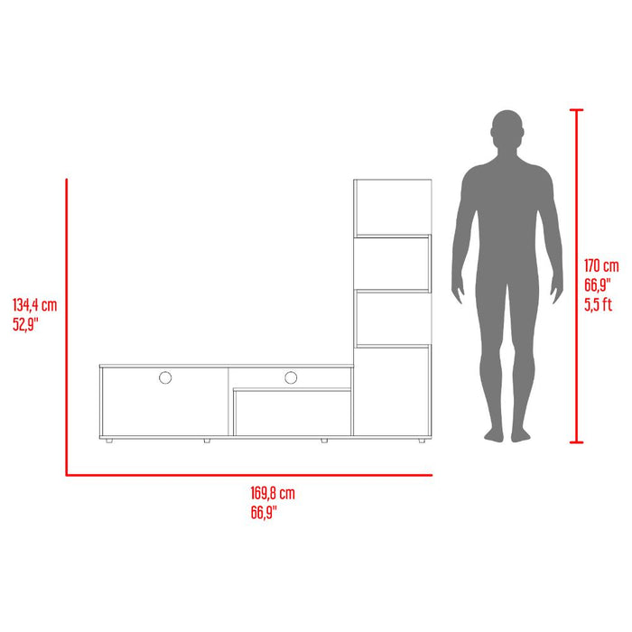 Mesa Para Tv Neri, Fresno Europeo y Wengue, Para Televisor Hasta 55 Pulgadas