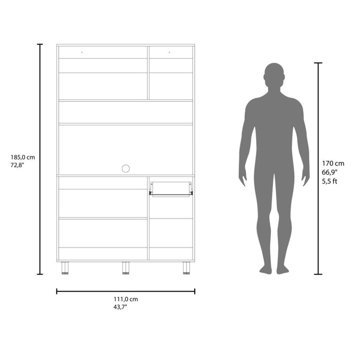 Alacena Wiston, Kronos Blanco y Kronos Fresno, Con seis puertas abatibles y un cajón con amplio espacio de almacenamiento ZF