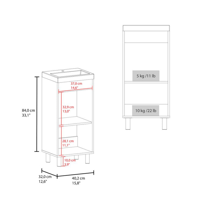 Mueble para Lavamanos Rivera, Blanco Duqueza, con Patas en Acero y con Gran Espacio para Colocar Objetos ZF