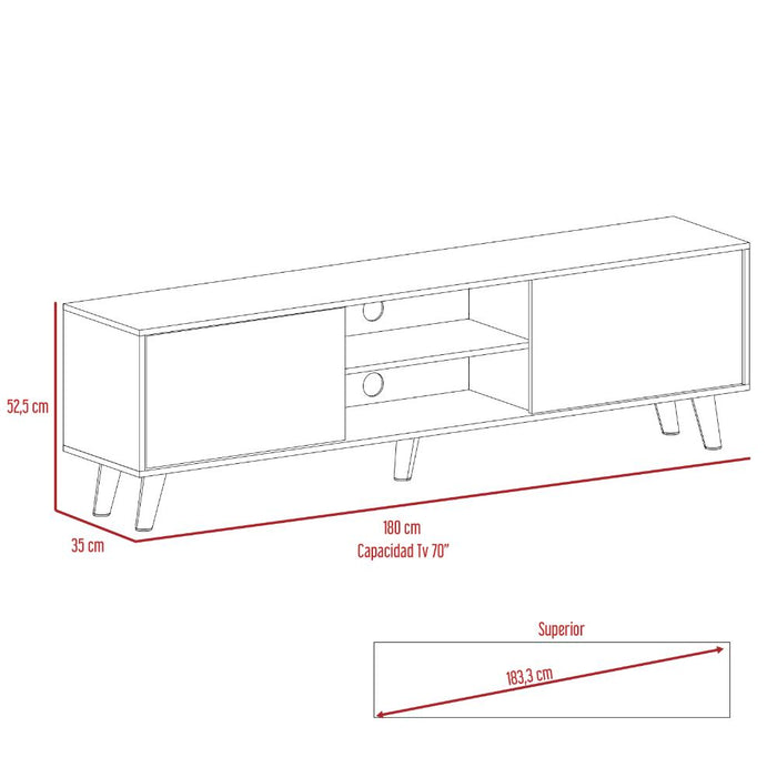 Mesa Para Tv Telmo, Avellana, Con Espacio Para Tv Hasta de 80 Pulgadas