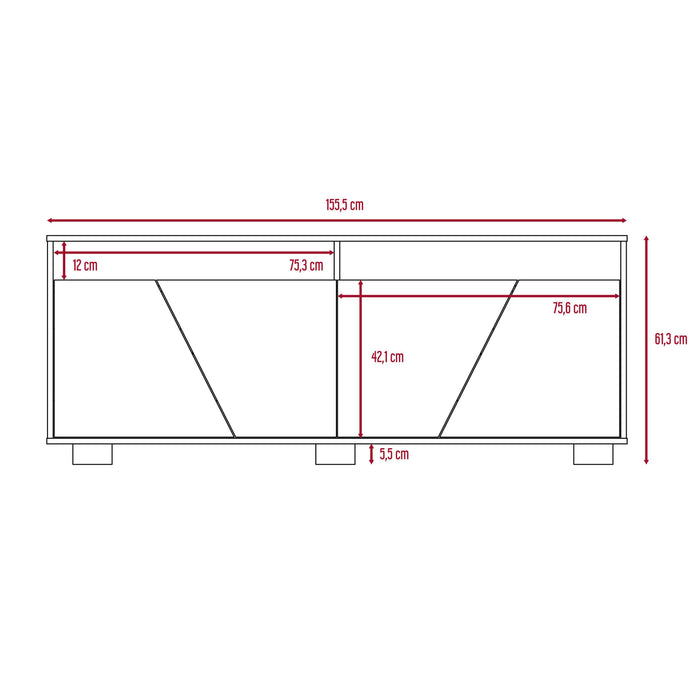 Mesa Para Tv Orus, Miel y Blanco, con Espacio Para Televisor de 70 Pulgadas