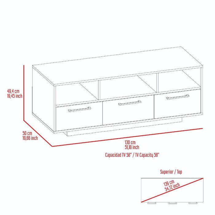 Mesa Para Tv Wema, Wengue y Avellana, con Espacio Para Televisor y varios entrepaños