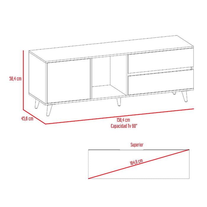 Mesa Para Tv Bored, Cartagena y Blanco, con Espacio Para Televisor de Hasta 60 Pulgadas