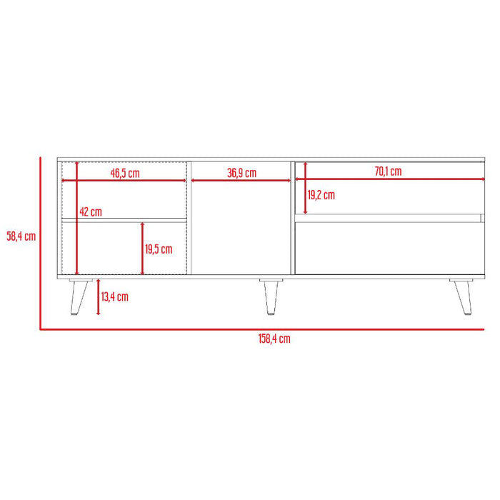 Mesa Para Tv Bored, Cartagena y Blanco, con Espacio Para Televisor de Hasta 60 Pulgadas