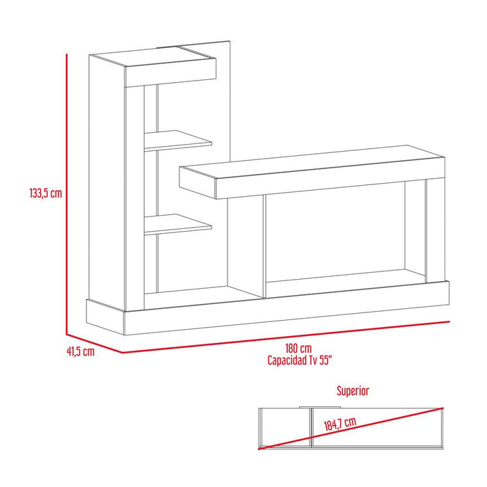Mesa Para Tv Samir, Fresno Europeo y Blanco, con Espacio Para Televisor de Hasta 55 Pulgadas