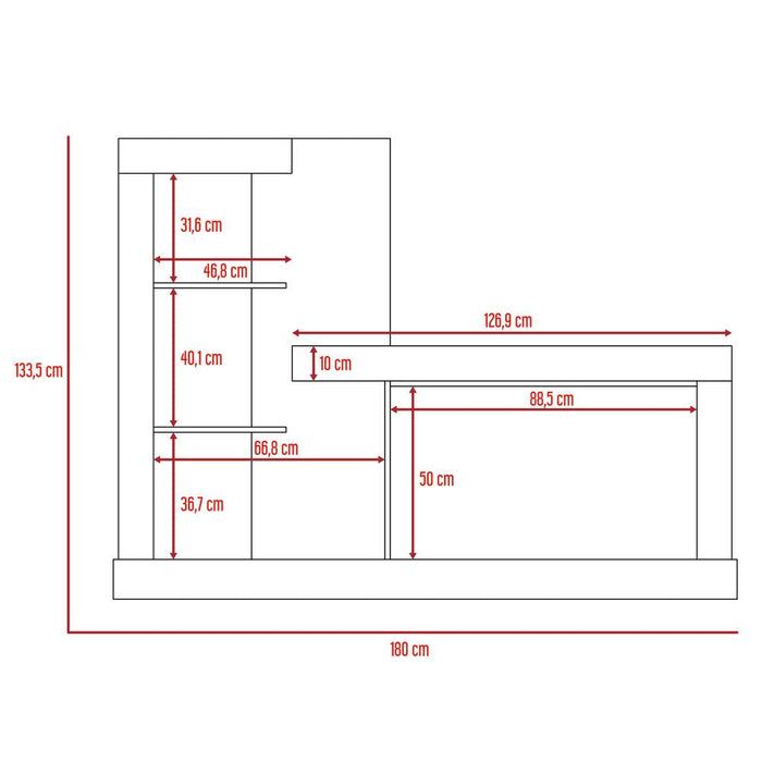 Mesa Para Tv Samir, Fresno Europeo y Blanco, con Espacio Para Televisor de Hasta 55 Pulgadas