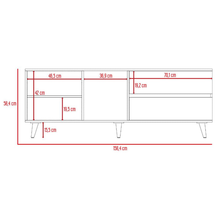 Mesa Para Tv Nashira, Fresno Europeo y Plata Oscuro, con Espacio Para Televisor de Hasta 60 Pulgadas