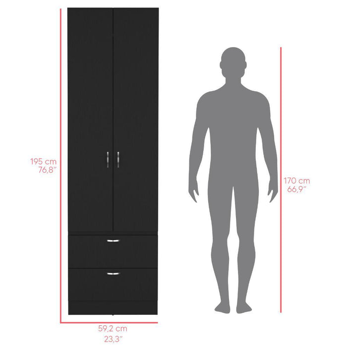Closet Agata, Wengue, Con Dos Puertas y Dos Cajones ZF