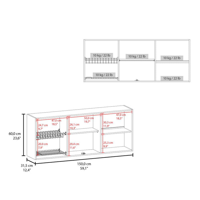 Gabinete Superior Vega, Fresno Europeo, incluye entrepaño móvil central y dos puertas de vidrio