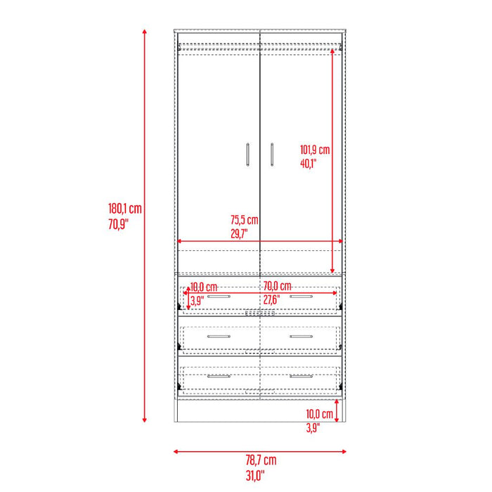 Closet Pilic, Kronos Wengue, Tres Cajones Con Gran Capacidad De Almacenamiento ZF