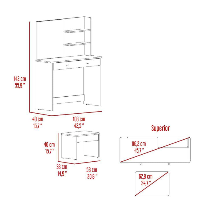 Mueble Tocador Rouse, Blanco Duqueza, Espacio para Ubicar Maquillaje