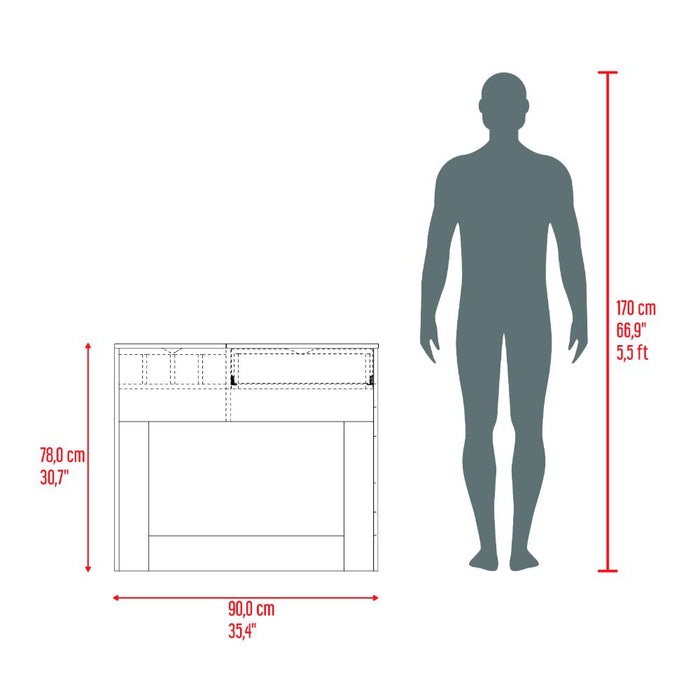 Mueble Tocador Perlak, Cartagena y Blanco, con Dos Cajones