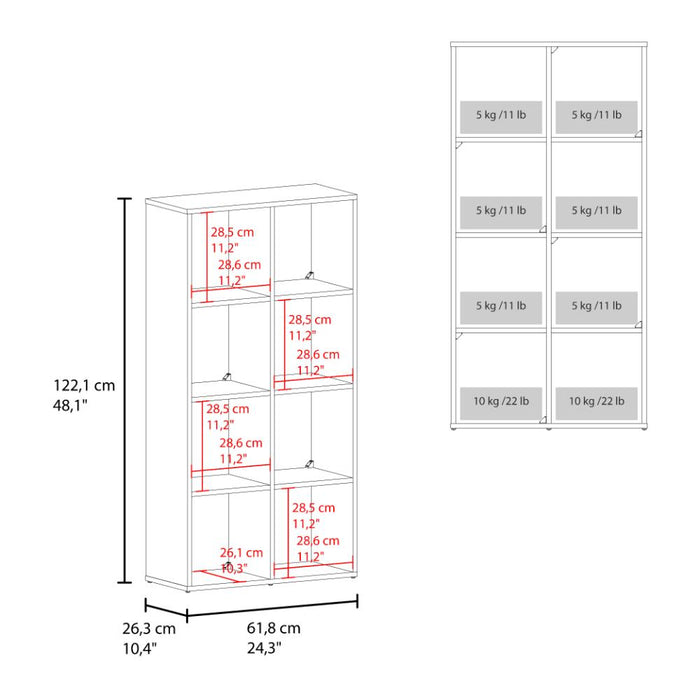Biblioteca Cubica Lena, Blanco Duqueza, con 4 Cajas de Tela para Organizar Elementos ZF