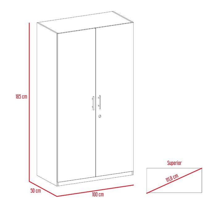 Closet Trade, Cartagena y Blanco con amplio espacio para almacenamiento y dos tubos para colgar ropa