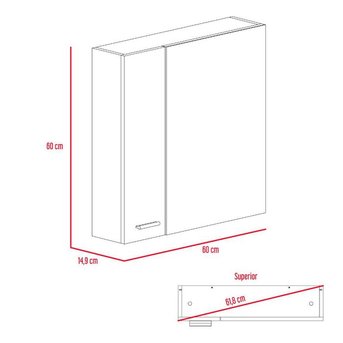 Gabinete de Baño Depp, Wengue, con Puerta Espejo Biselado y Dos Entrepaños ZF