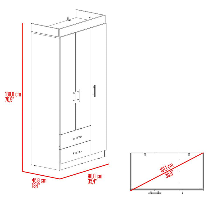 Closet houston, blanco duqueza, con cuatro puertas batientes y dos cajones con amplio espacio ee almacenamiento