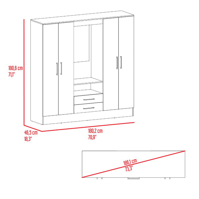 Closet Barmine, Fresno Europeo y Wengue, con dos cajones organizadores multiusos