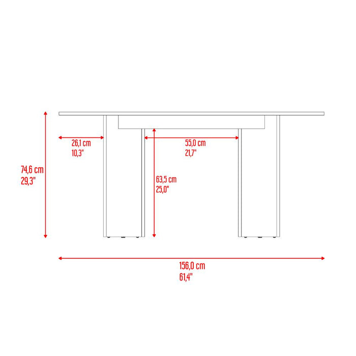 Mesa Para Comedor Ted, Fresno Europeo, Con amplia superficie, no incluye sillas