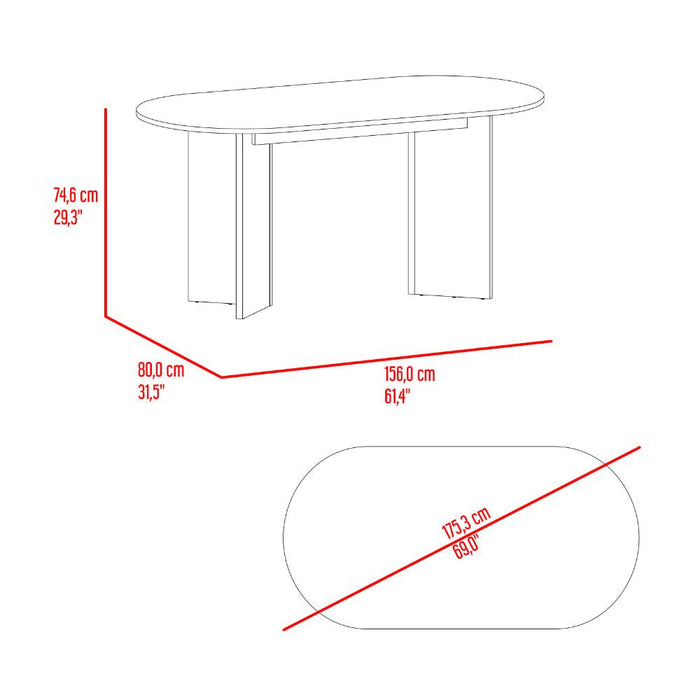 Mesa Para Comedor Ted, Fresno Europeo, Con amplia superficie, no incluye sillas