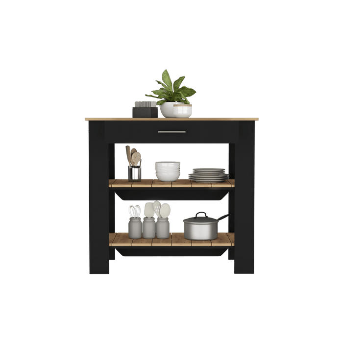 Barra de Cocina Cala, Wengue y Macadamia, con toallero